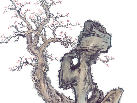  中式新中式挂画壁画字画山水花鸟背景墙壁纸装饰画抽象画油画 