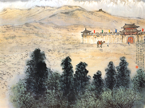  中式新中式挂画壁画字画山水花鸟背景墙壁纸装饰画抽象画油画 