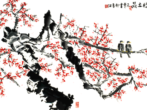 中式新中式挂画壁画字画山水花鸟背景墙壁纸装饰画抽象画油画