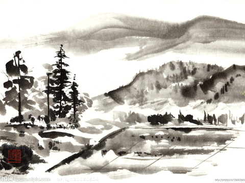  中式新中式挂画壁画字画山水花鸟背景墙壁纸装饰画抽象画油画 