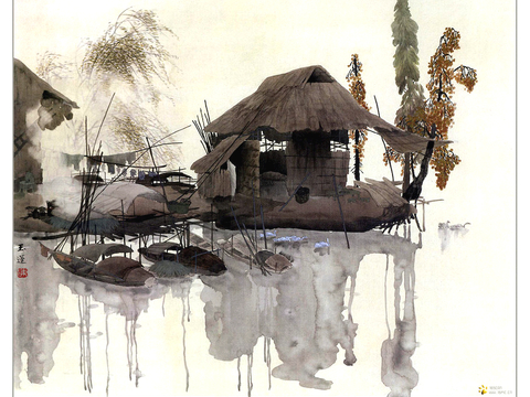 中式新中式挂画壁画字画山水花鸟背景墙壁纸装饰画抽象画油画