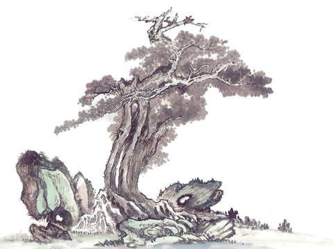  中式新中式挂画壁画水墨字画山水花鸟背景墙壁纸装饰画抽象画油画 