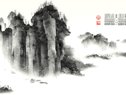  中式新中式挂画壁画水墨字画山水花鸟背景墙壁纸装饰画抽象画油画 