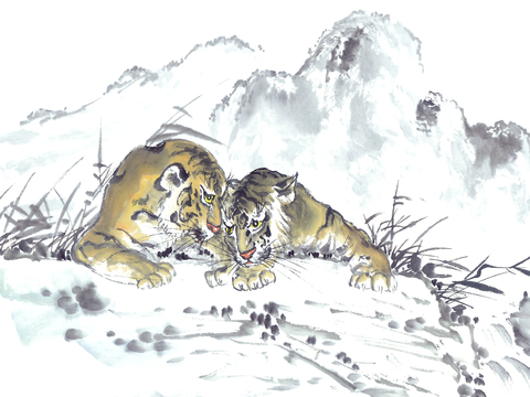  中式新中式挂画壁画字画山水花鸟背景墙壁纸装饰画抽象画油画 