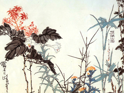  中式新中式挂画壁画字画山水花鸟背景墙壁纸装饰画抽象画油画 