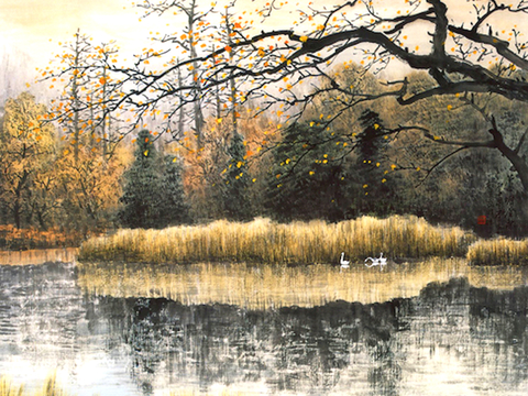  中式新中式挂画壁画字画山水花鸟背景墙壁纸装饰画抽象画油画 