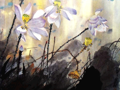 中式新中式挂画壁画字画山水花鸟背景墙壁纸装饰画抽象画油画