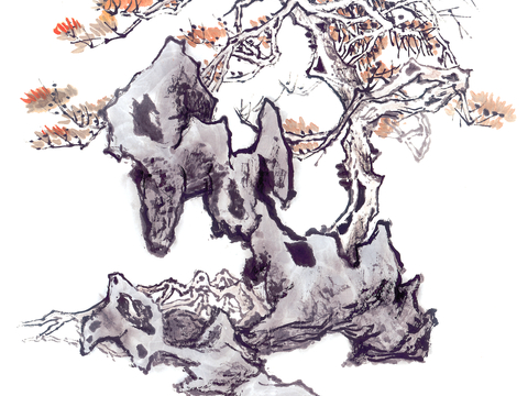 中式新中式挂画壁画字画山水花鸟背景墙壁纸装饰画抽象画油画