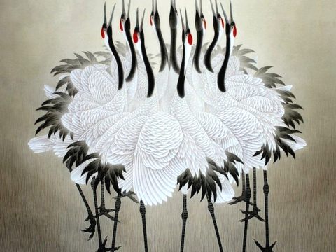  中式新中式挂画壁画水墨字画山水花鸟背景墙壁纸装饰画抽象画油画 