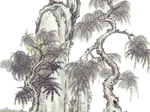  中式新中式挂画壁画字画山水花鸟背景墙壁纸装饰画抽象画油画 