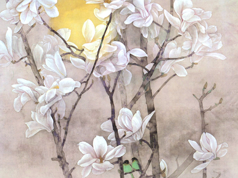  中式新中式挂画壁画水墨字画山水花鸟背景墙壁纸装饰画抽象画油画 