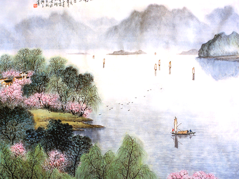 中式新中式挂画壁画字画山水花鸟背景墙壁纸装饰画抽象画油画