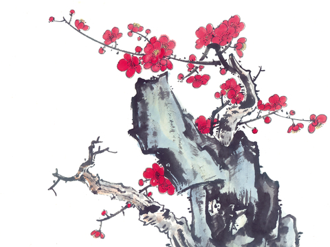  中式新中式挂画壁画水墨字画山水花鸟背景墙壁纸装饰画抽象画油画 