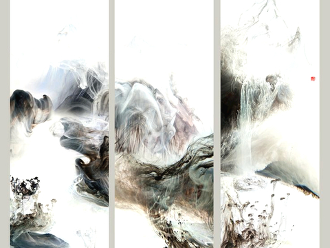  中式新中式挂画壁画水墨字画山水花鸟背景墙壁纸装饰画抽象画油画 