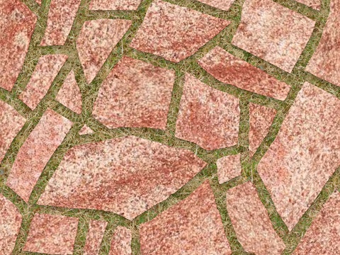 红色砂岩多边形石材嵌草铺地059