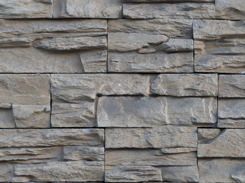 规则矩形形态干垒石，毛石墙面45