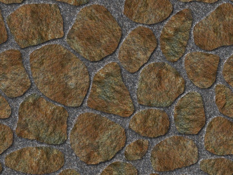 红色砂岩石材铺地-卵形石材铺地-石材嵌鹅卵石铺地3