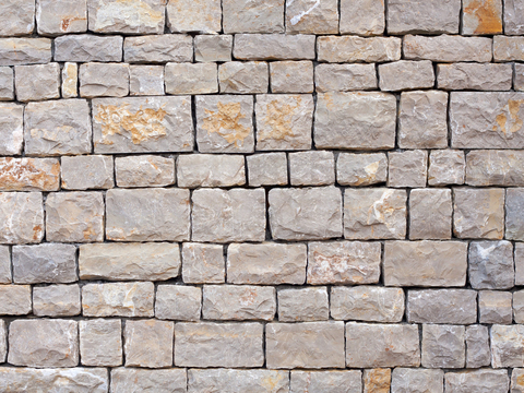 规则矩形形态干垒石，毛石墙面37