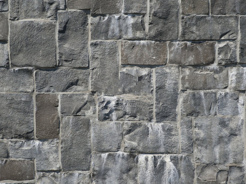 规则矩形形态干垒石，毛石墙面49