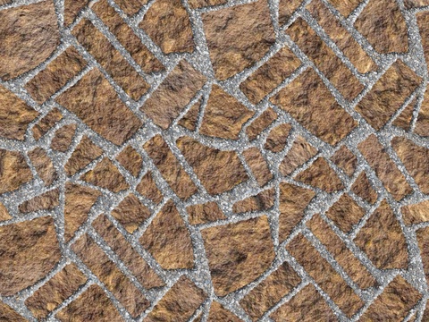 红色砂岩石材铺地-多边形石材铺地-石材嵌鹅卵石铺地7