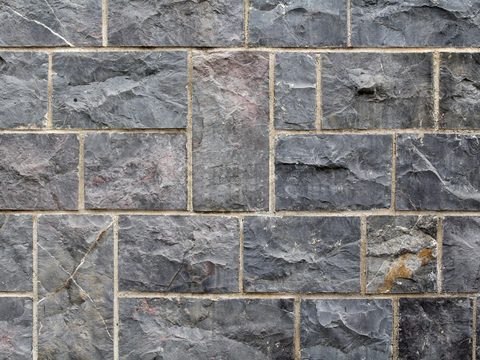  规则矩形形态干垒石，毛石墙面17 