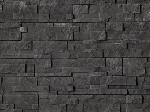  规则矩形形态干垒石，毛石墙面48 