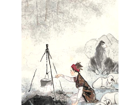  中式新中式挂画壁画水墨字画山水花鸟背景墙壁纸装饰画抽象画油画 