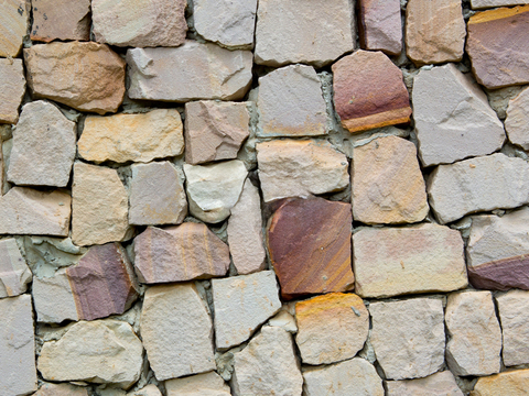 规则自然形态干垒石，毛石墙面50