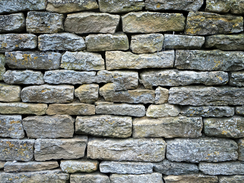 规则矩形形态干垒石，毛石墙面85