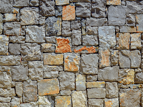  规则矩形形态干垒石，毛石墙面67 