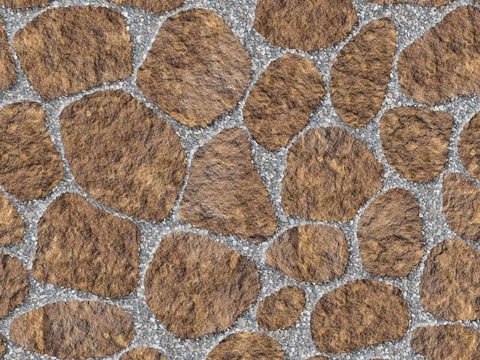 红色砂岩石材铺地-卵形石材铺地-石材嵌鹅卵石铺地2