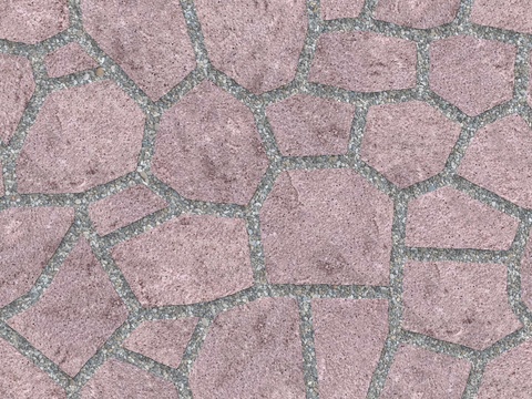 红色砂岩石材铺地-多边形石材铺地-石材嵌鹅卵石铺地15