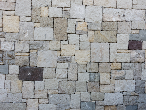  规则矩形形态干垒石，毛石墙面77 