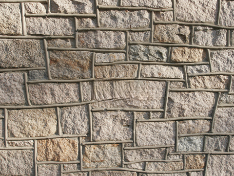 规则矩形形态干垒石，毛石墙面13