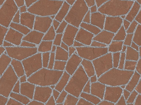 红色砂岩石材铺地-多边形石材铺地-石材嵌鹅卵石铺地4