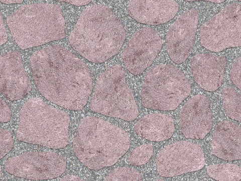 红色砂岩石材铺地-卵形石材铺地-石材嵌鹅卵石铺地4