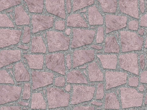 红色砂岩石材铺地-多边形石材铺地-石材嵌鹅卵石铺地13