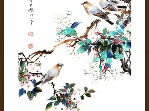  中式新中式挂画壁画水墨字画山水花鸟背景墙壁纸装饰画抽象画油画 