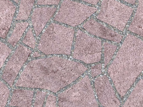 红色砂岩石材铺地-多边形石材铺地-石材嵌鹅卵石铺地10