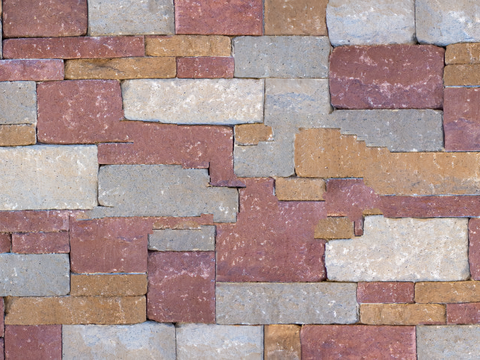  规则矩形形态干垒石，毛石墙面83 