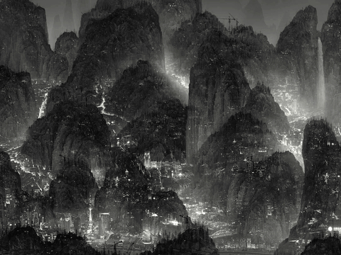  中式新中式挂画壁画水墨字画山水花鸟背景墙壁纸装饰画抽象画油画 