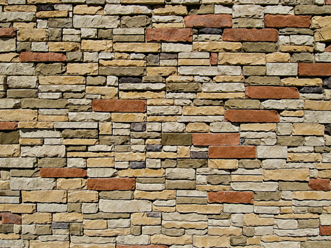  规则矩形形态干垒石，毛石墙面65 