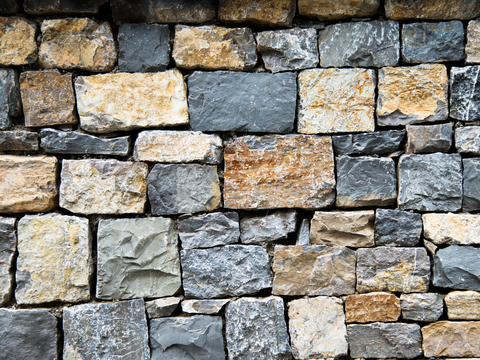 规则矩形形态干垒石，毛石墙面64