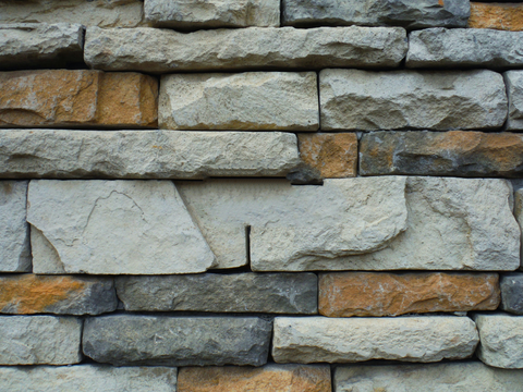 规则矩形形态干垒石，毛石墙面91