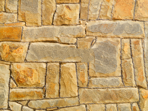  规则矩形形态干垒石，毛石墙面81 