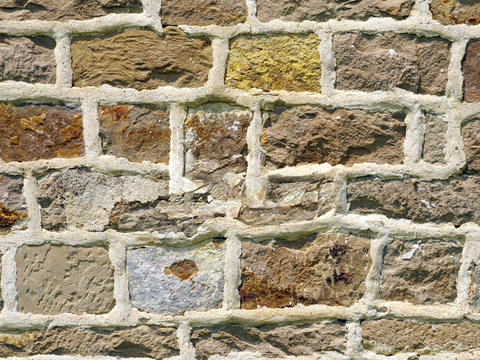 规则矩形形态干垒石，毛石墙面8