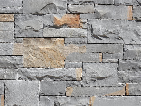  规则矩形形态干垒石，毛石墙面86 