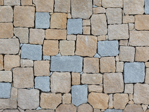 规则矩形形态干垒石，毛石墙面51