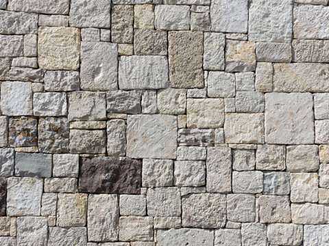 规则矩形形态干垒石，毛石墙面63