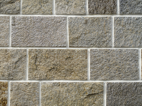 规则矩形形态干垒石，毛石墙面5